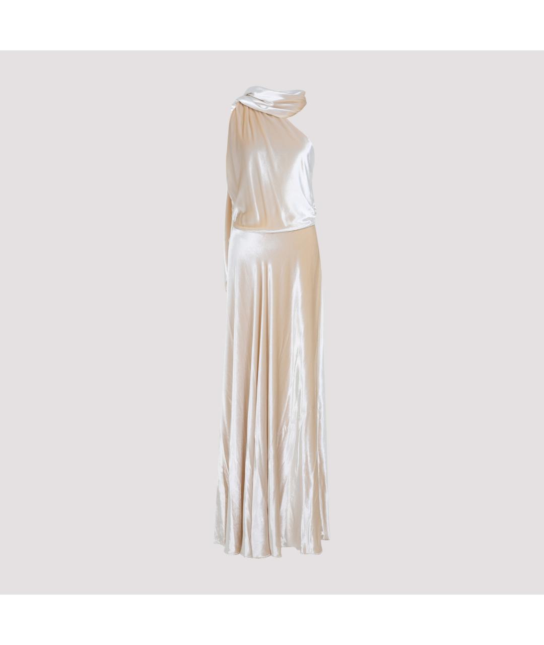 ALBERTA FERRETTI Бежевое вискозное вечернее платье, фото 2