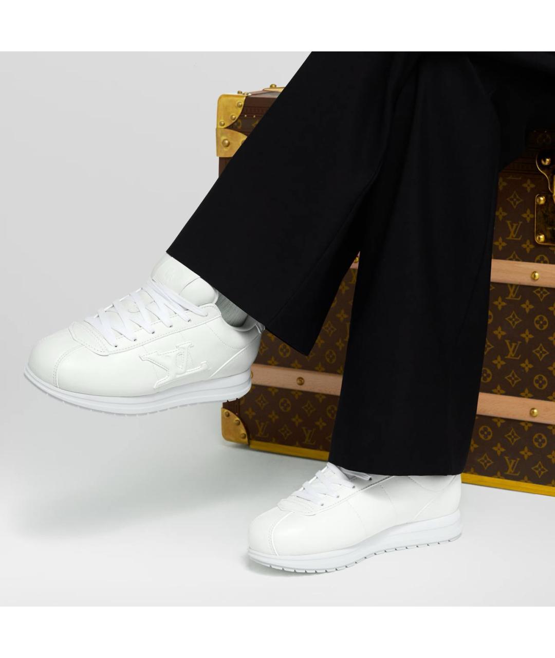 LOUIS VUITTON Белые кожаные низкие кроссовки / кеды, фото 2