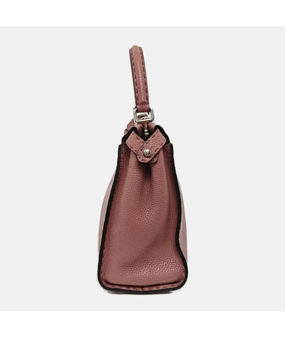 FENDI Розовая кожаная сумка с короткими ручками, фото 2