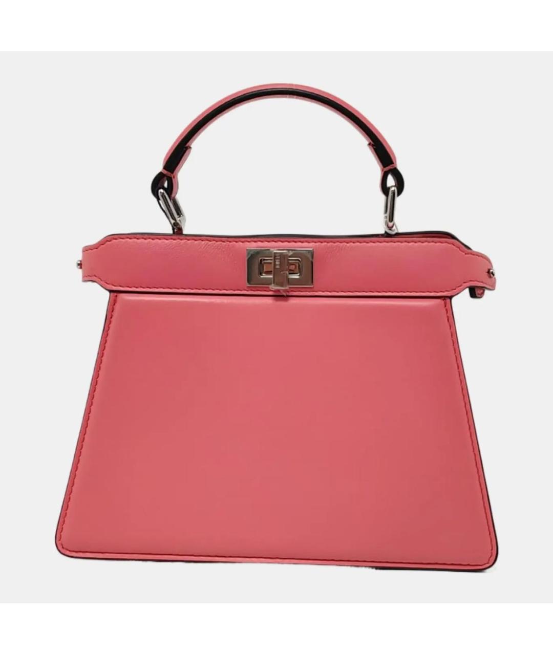 FENDI Розовая кожаная сумка с короткими ручками, фото 4