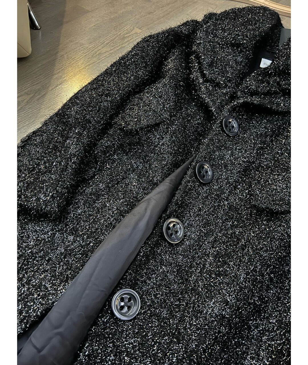 Les Hommes Черное вискозное пальто, фото 5