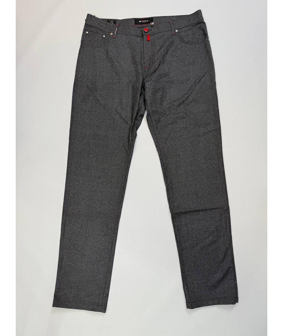 KITON Антрацитовые шерстяные повседневные брюки, фото 6