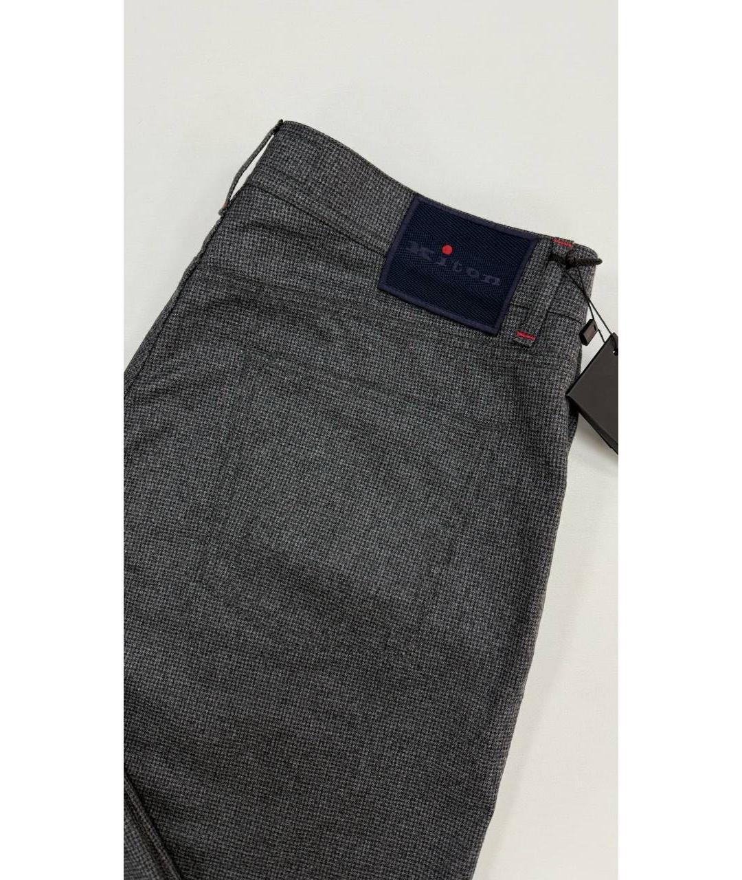KITON Антрацитовые шерстяные повседневные брюки, фото 3