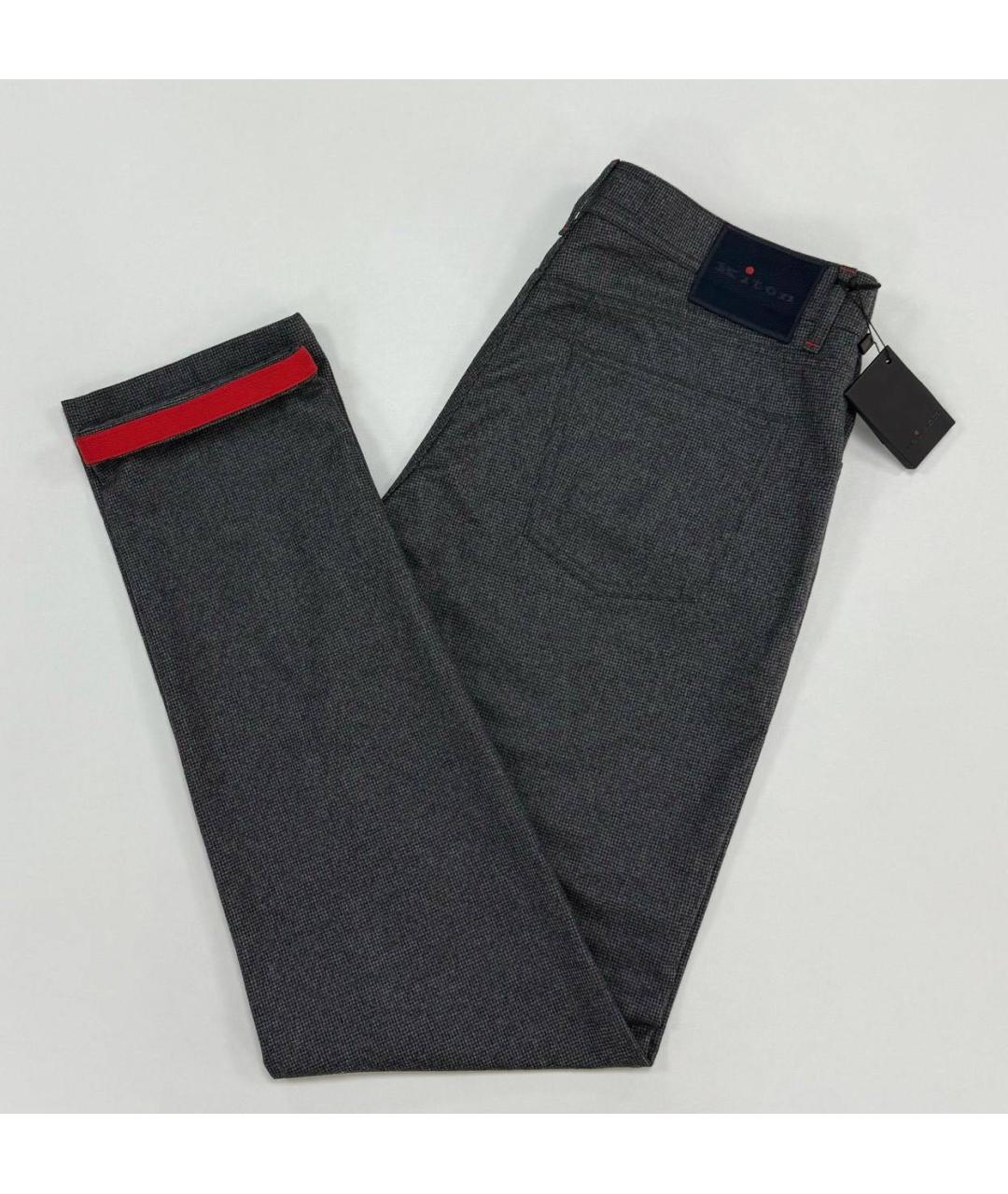 KITON Антрацитовые шерстяные повседневные брюки, фото 5