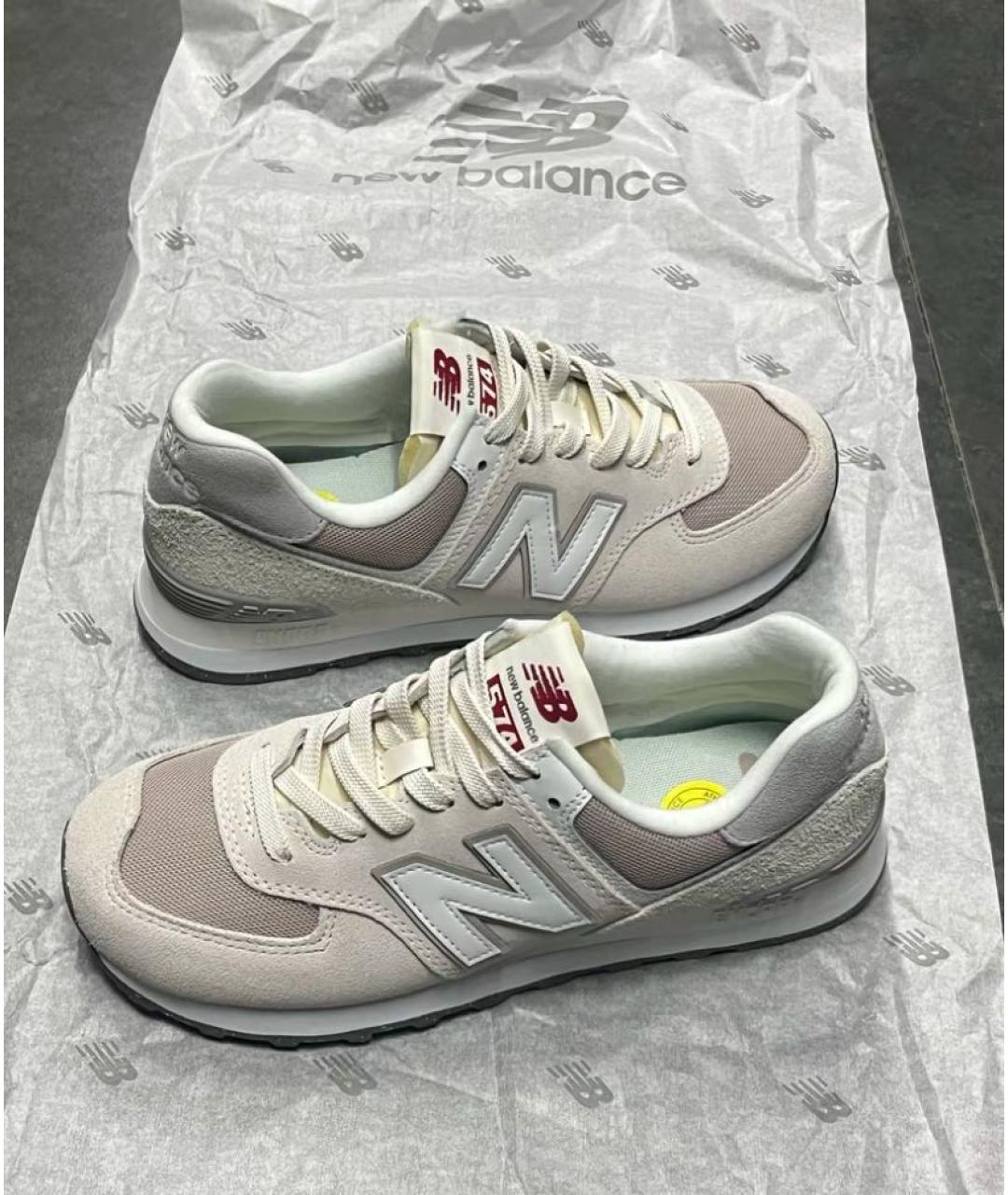 NEW BALANCE Бежевые замшевые низкие кроссовки / кеды, фото 4