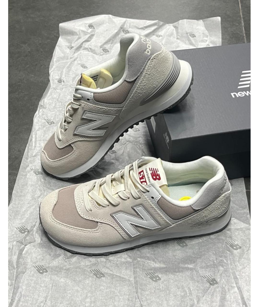 NEW BALANCE Бежевые замшевые низкие кроссовки / кеды, фото 6