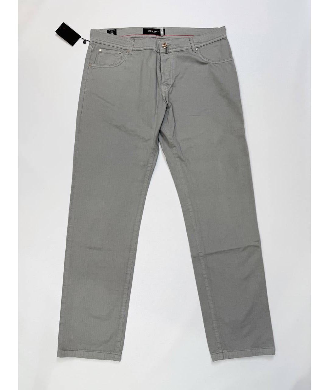 KITON Серые хлопковые повседневные брюки, фото 4