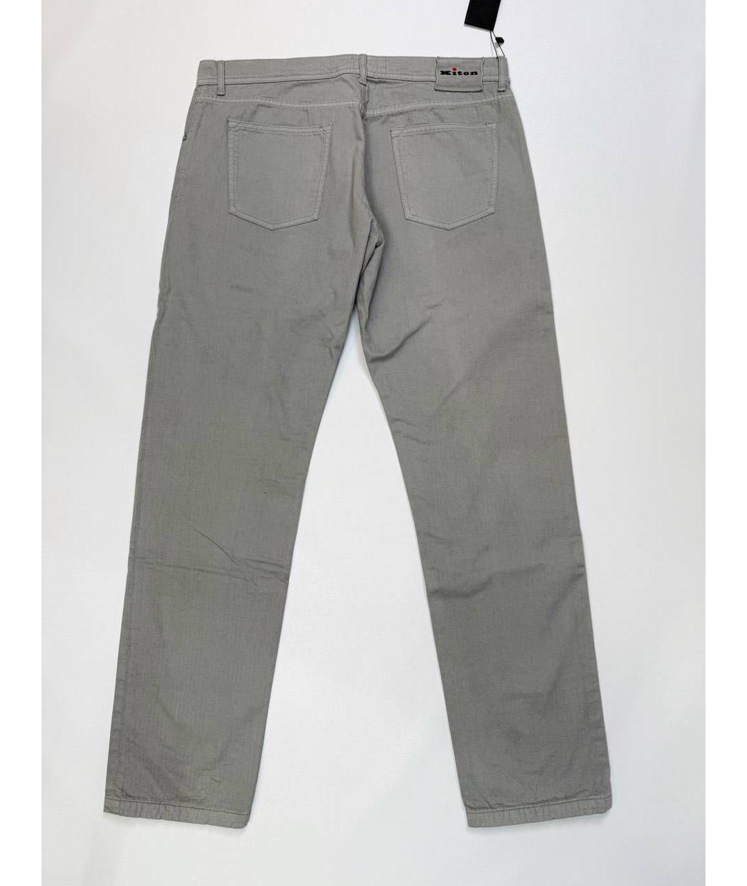 KITON Серые хлопковые повседневные брюки, фото 2