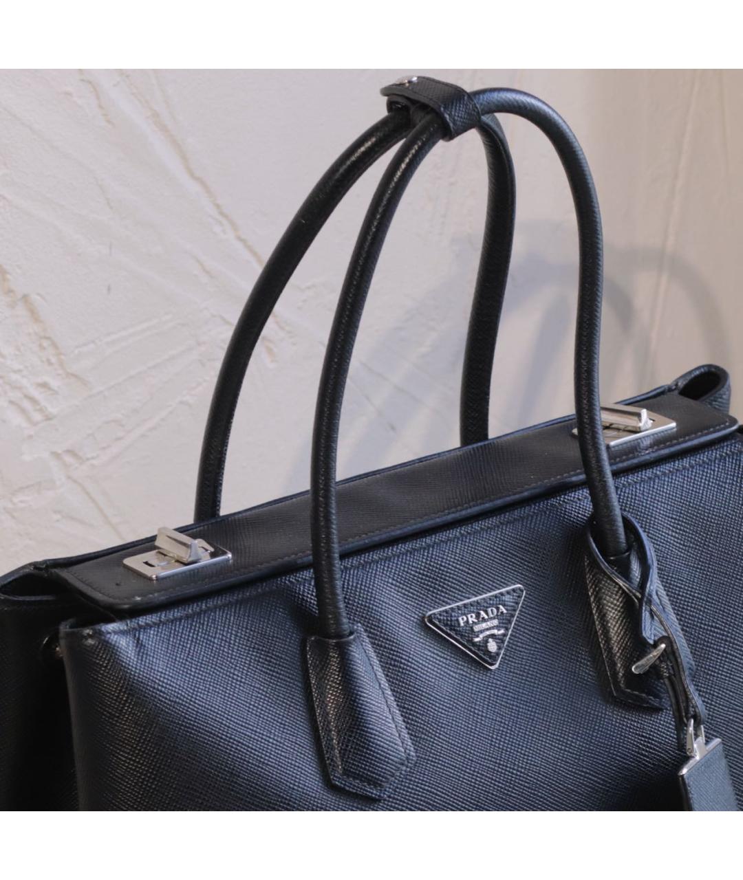 PRADA Черная кожаная сумка тоут, фото 2