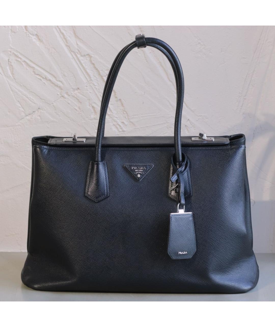 PRADA Черная кожаная сумка тоут, фото 4