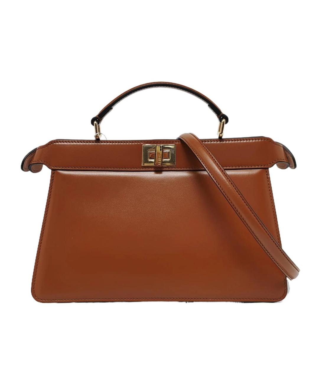 FENDI Коричневая кожаная сумка тоут, фото 1