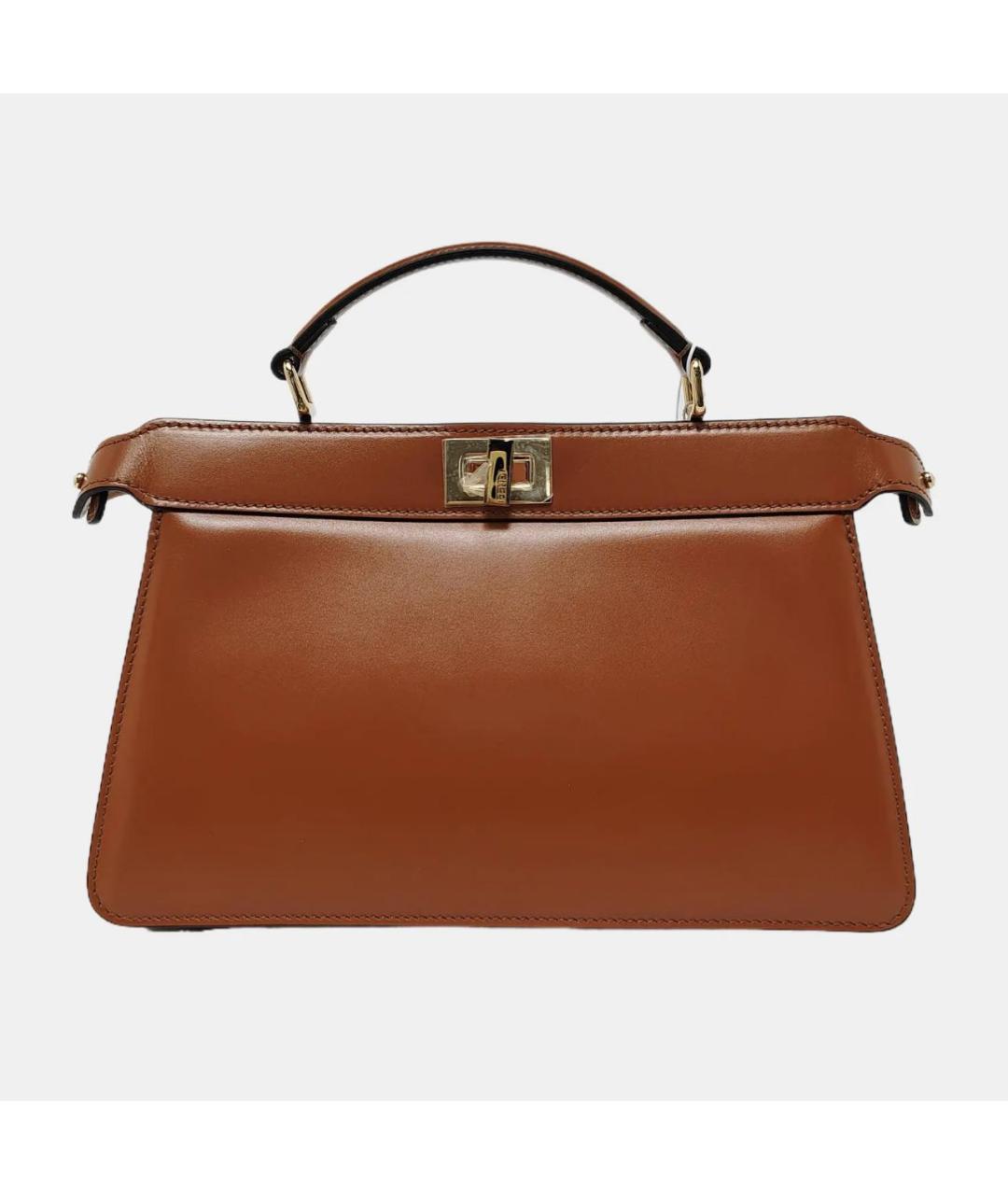 FENDI Коричневая кожаная сумка тоут, фото 4