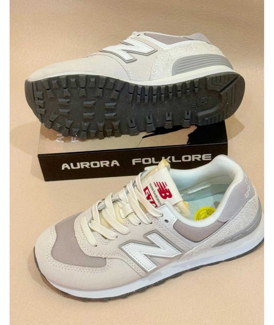 NEW BALANCE Бежевые замшевые кроссовки, фото 6