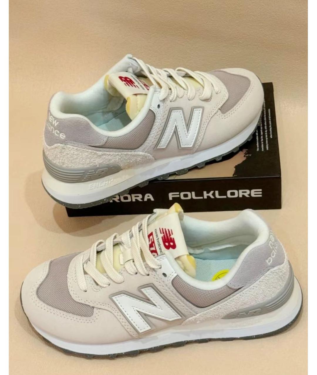NEW BALANCE Бежевые замшевые кроссовки, фото 5