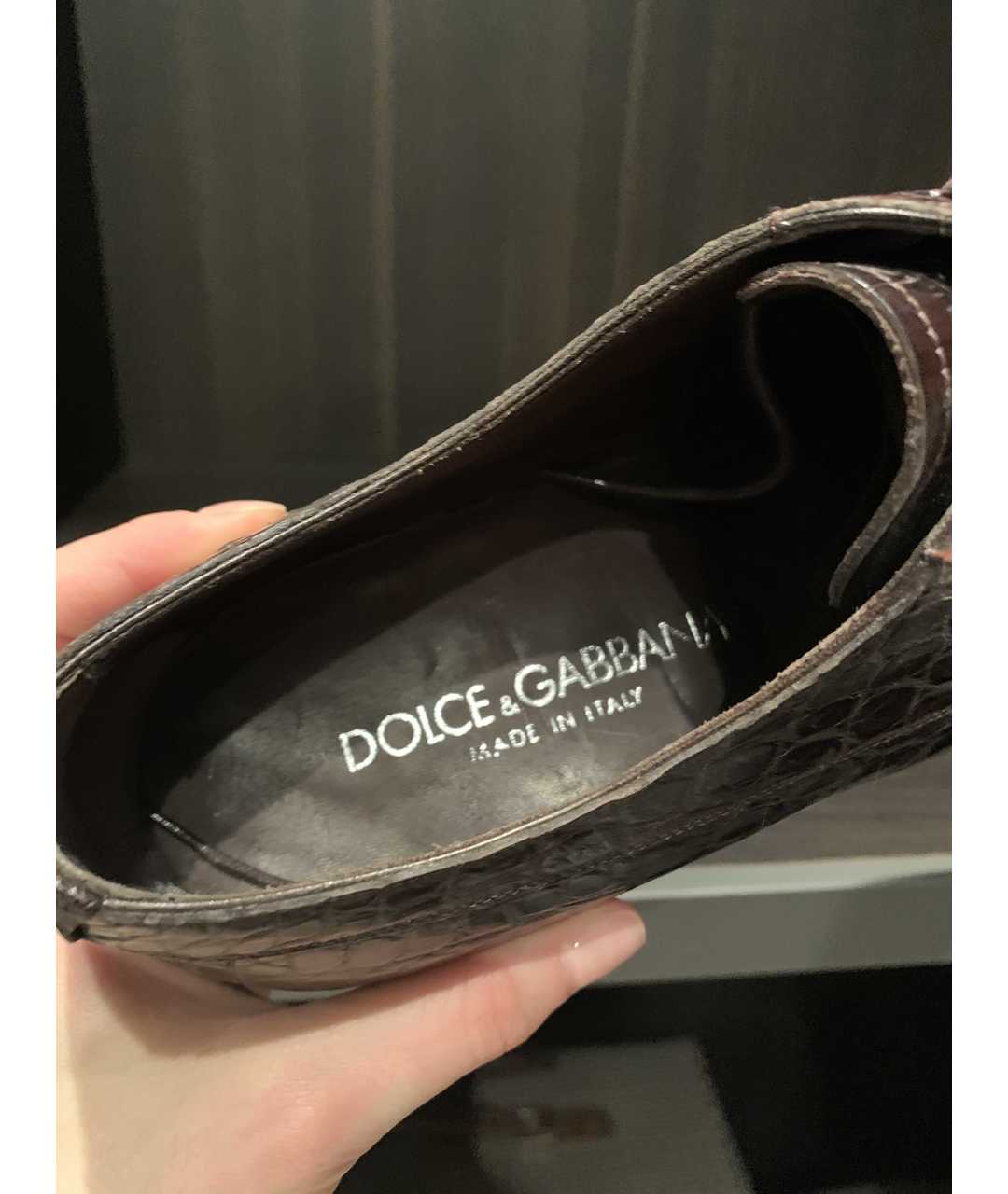 DOLCE & GABBANA VINTAGE Коричневые туфли из экзотической кожи, фото 3