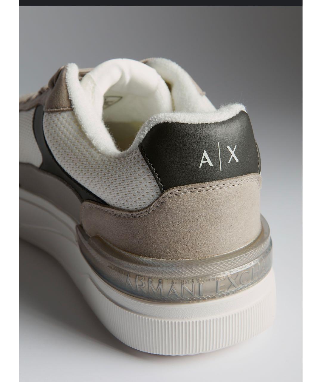 ARMANI EXCHANGE Бежевые замшевые низкие кроссовки / кеды, фото 5