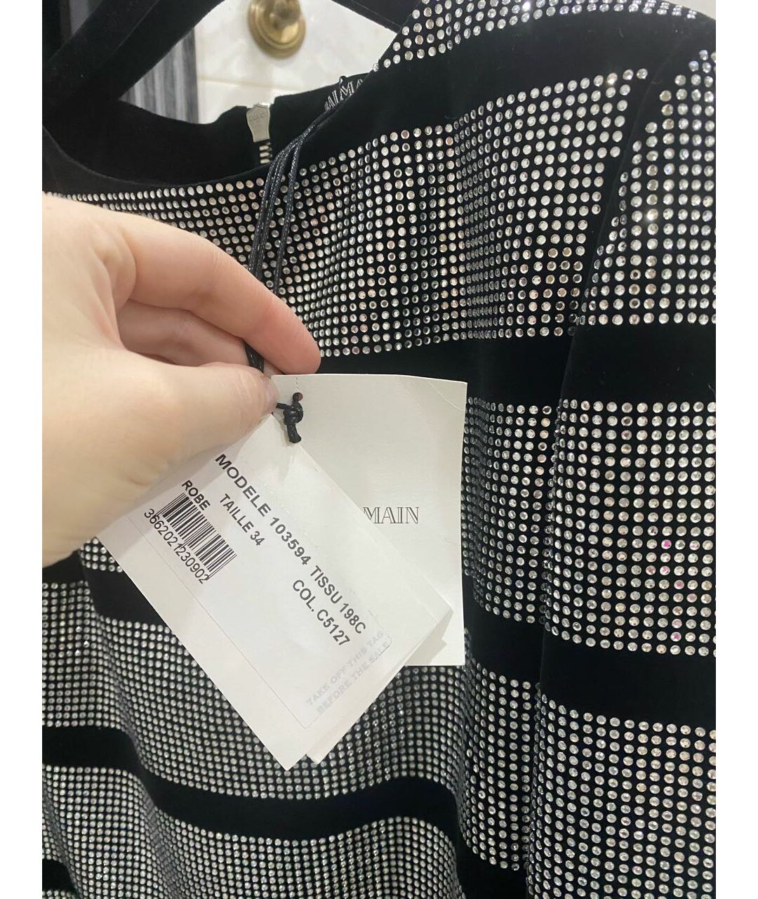 BALMAIN Серебряное бархатное повседневное платье, фото 4