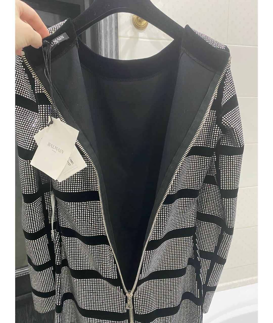 BALMAIN Серебряное бархатное повседневное платье, фото 3