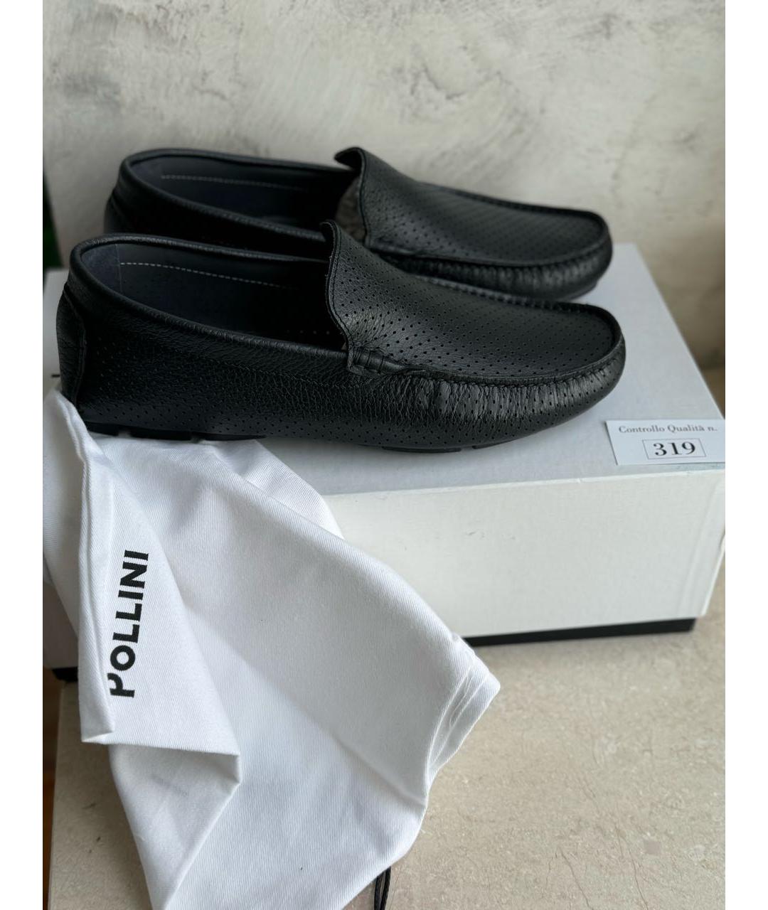 POLLINI Черные кожаные мокасины, фото 9