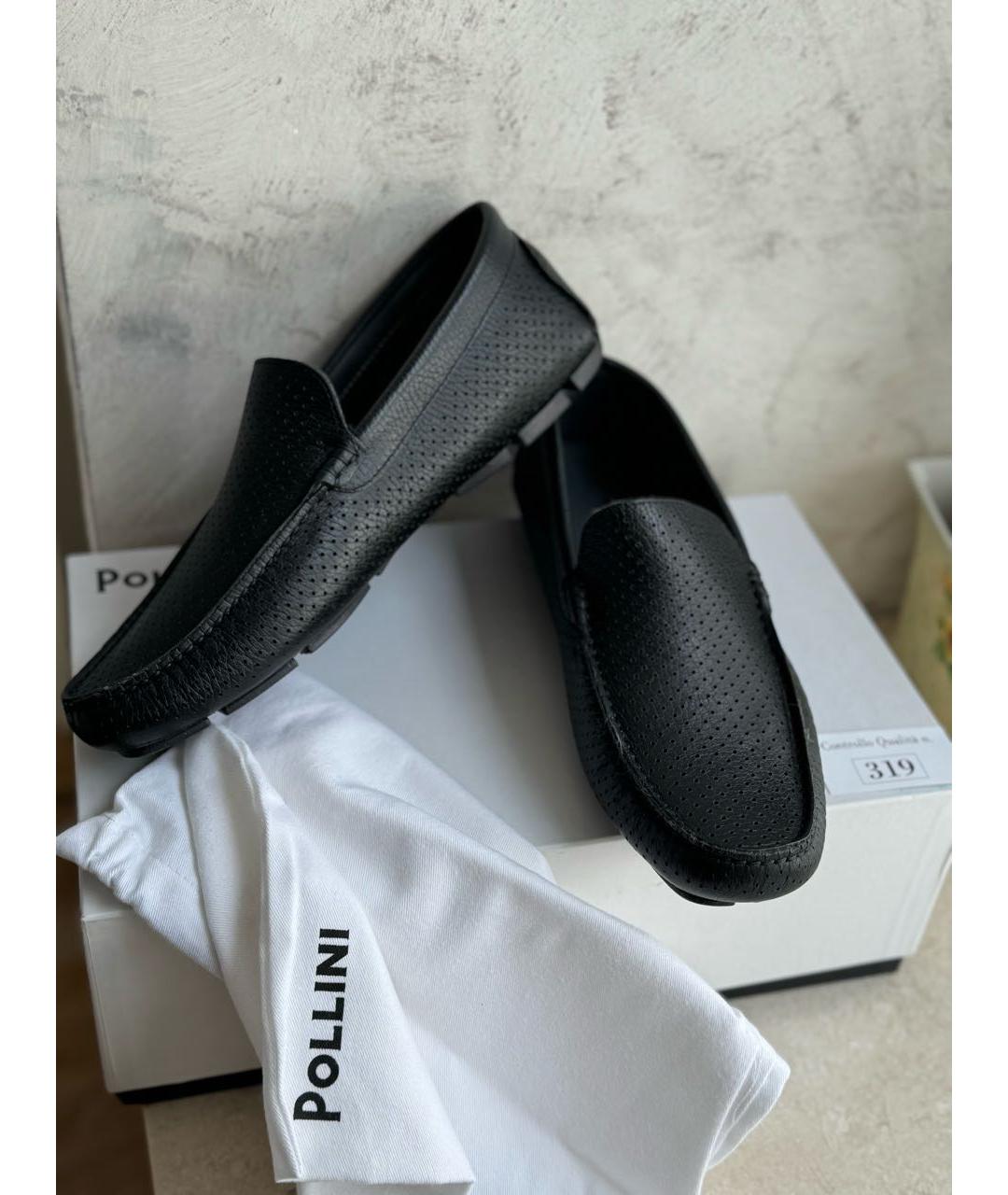POLLINI Черные кожаные мокасины, фото 8