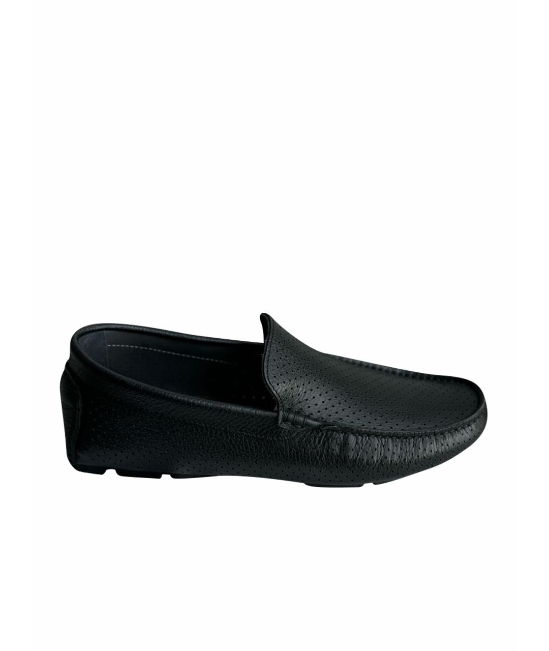 POLLINI Черные кожаные мокасины, фото 1