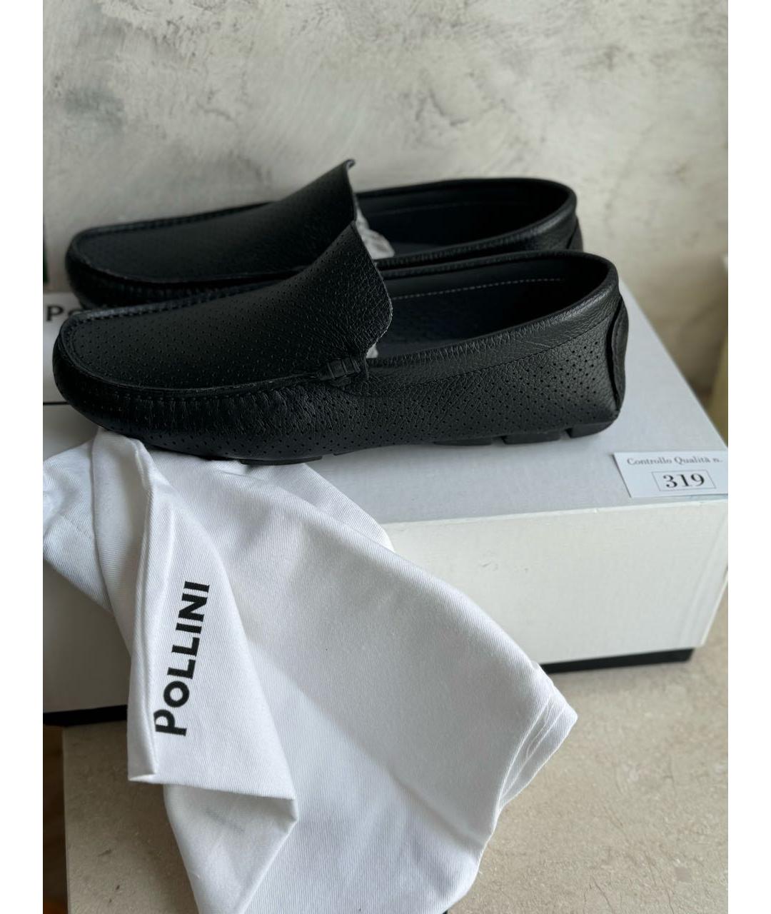 POLLINI Черные кожаные мокасины, фото 4