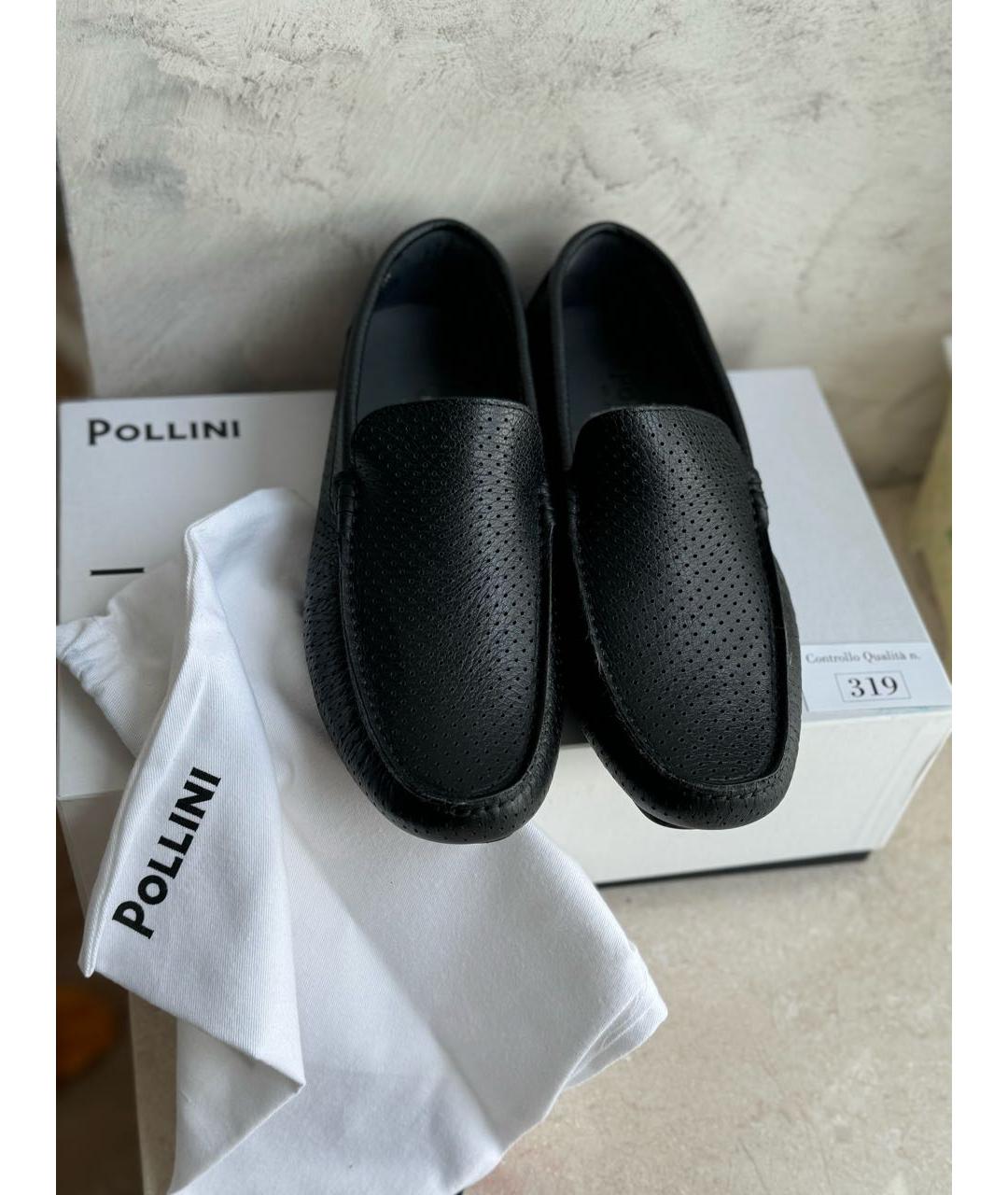 POLLINI Черные кожаные мокасины, фото 2