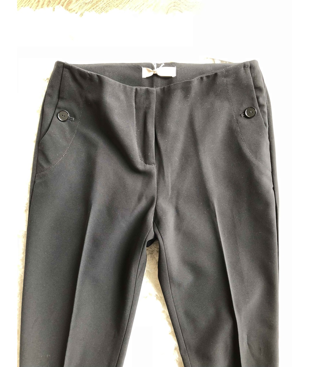 STEFANEL Черные полиэстеровые прямые брюки, фото 3