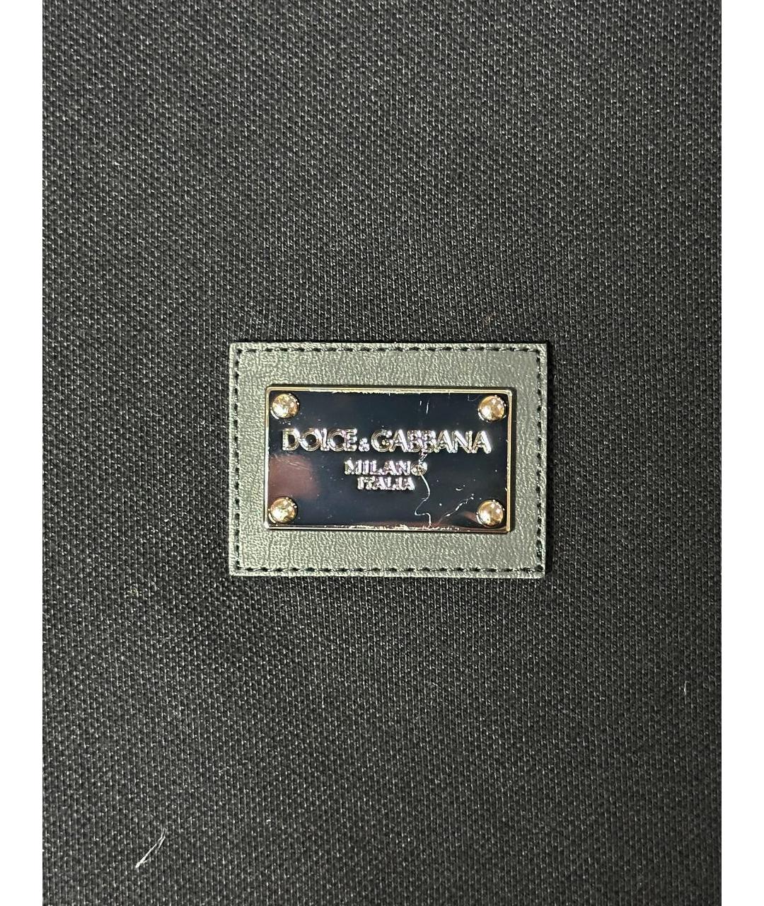 DOLCE&GABBANA Черное хлопковое поло с коротким рукавом, фото 4