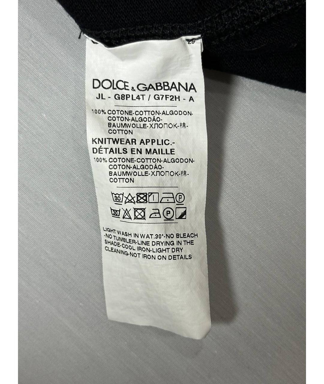 DOLCE&GABBANA Черное хлопковое поло с коротким рукавом, фото 5