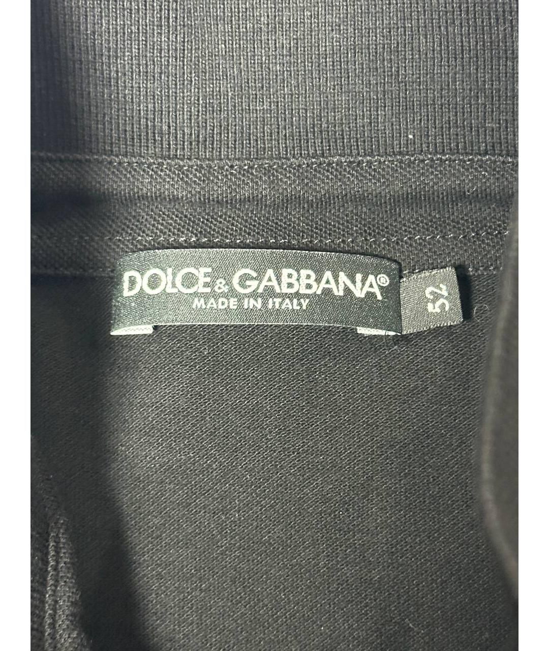 DOLCE&GABBANA Черное хлопковое поло с коротким рукавом, фото 3