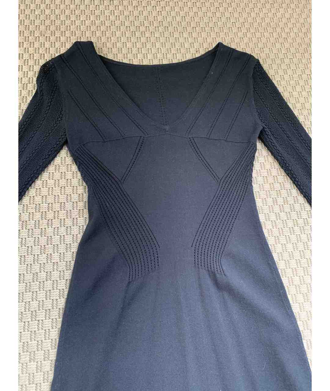 STEFANEL Темно-синее синтетическое повседневное платье, фото 2