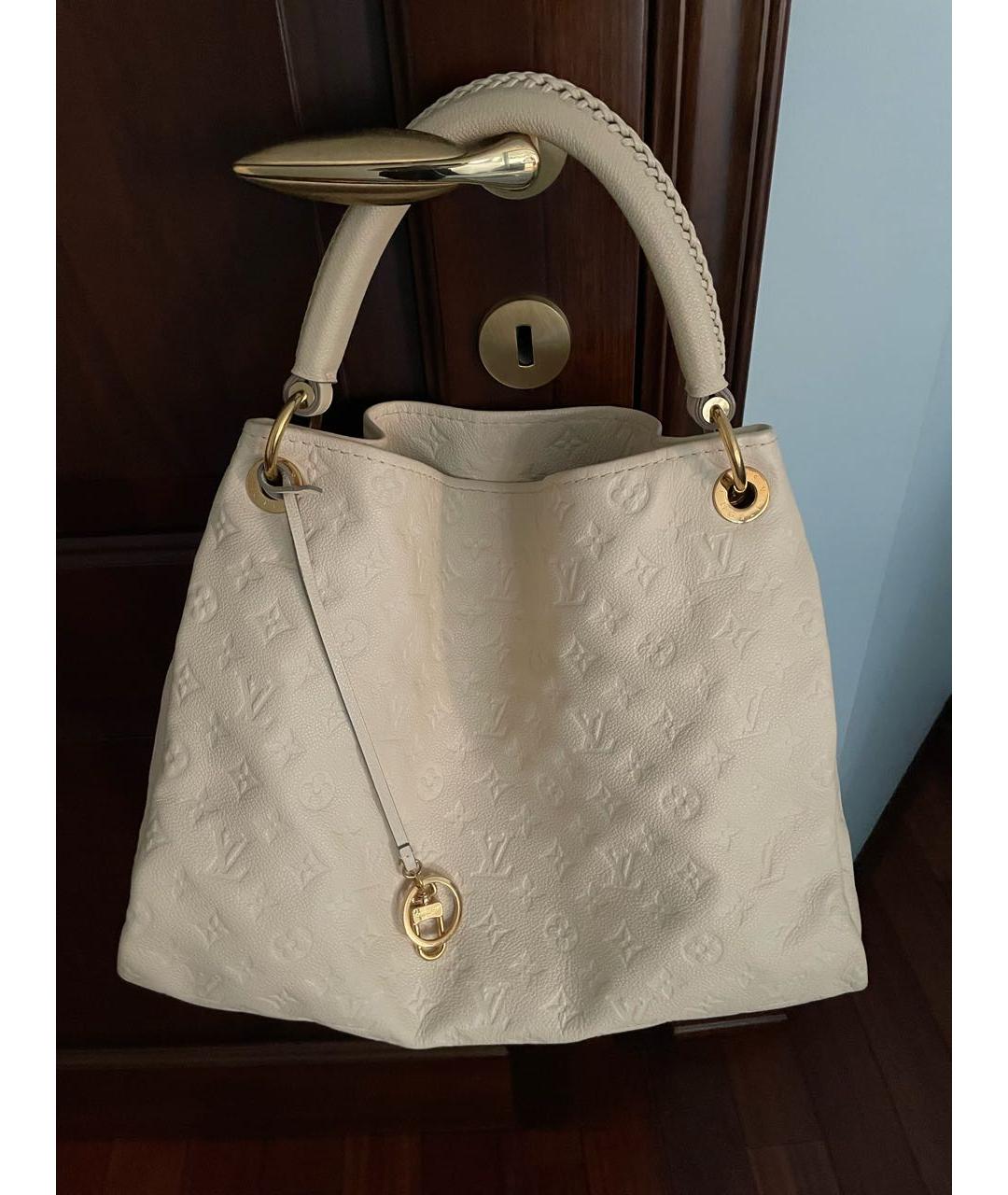 LOUIS VUITTON Бежевая кожаная сумка тоут, фото 9