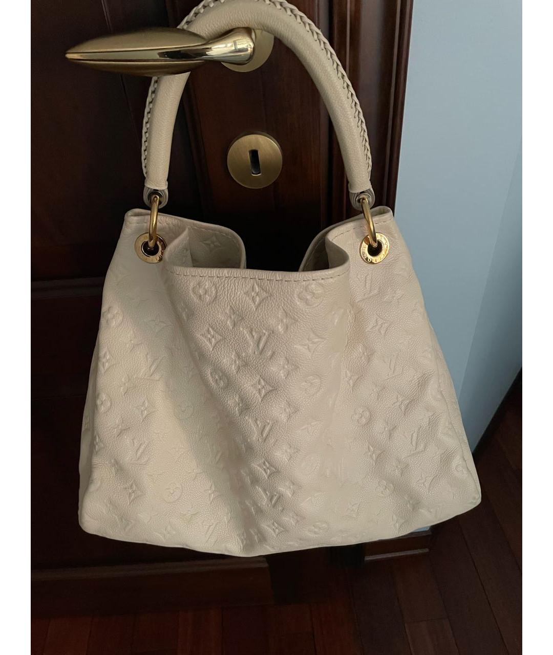 LOUIS VUITTON Бежевая кожаная сумка тоут, фото 3