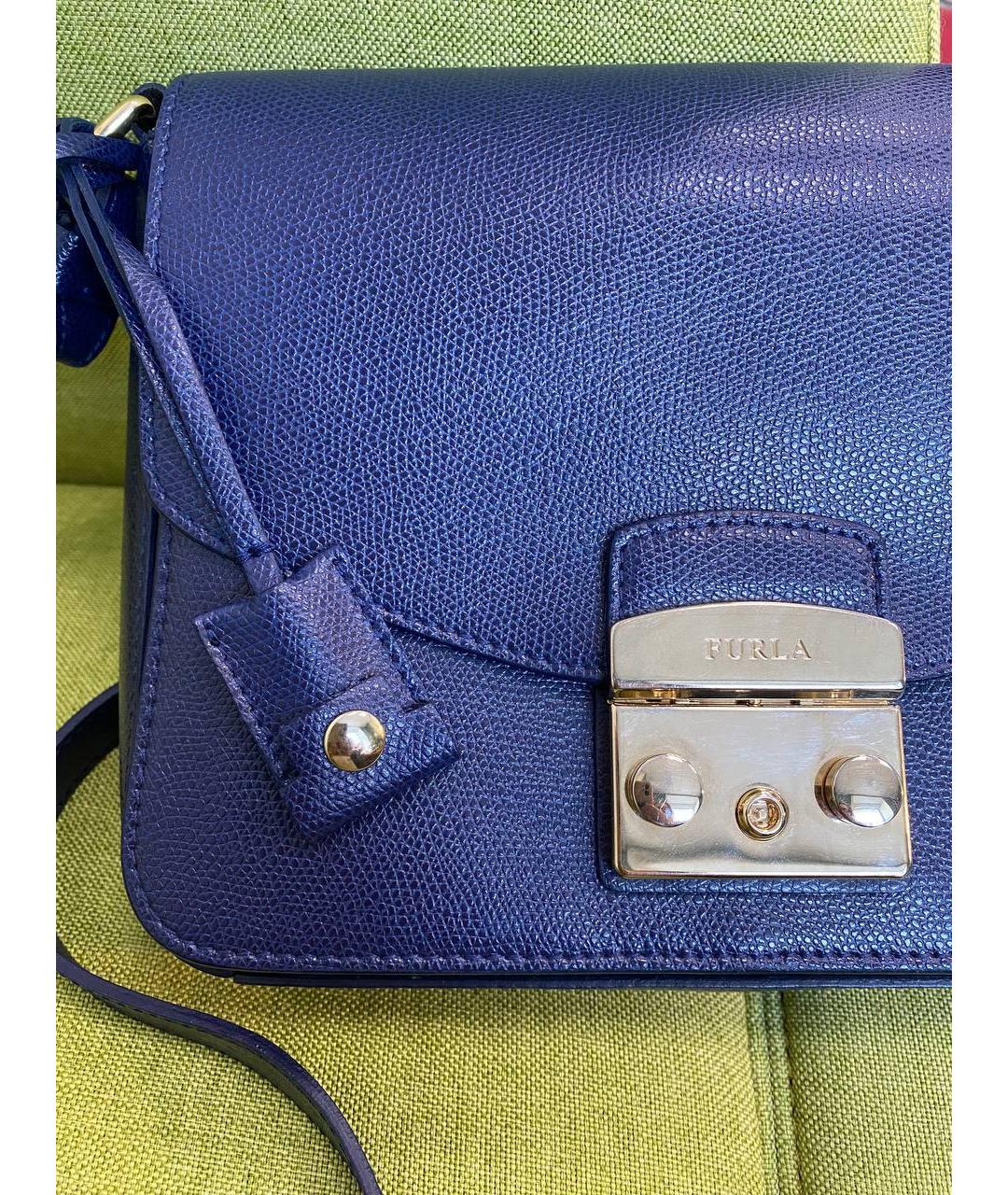 FURLA Синяя кожаная сумка через плечо, фото 3