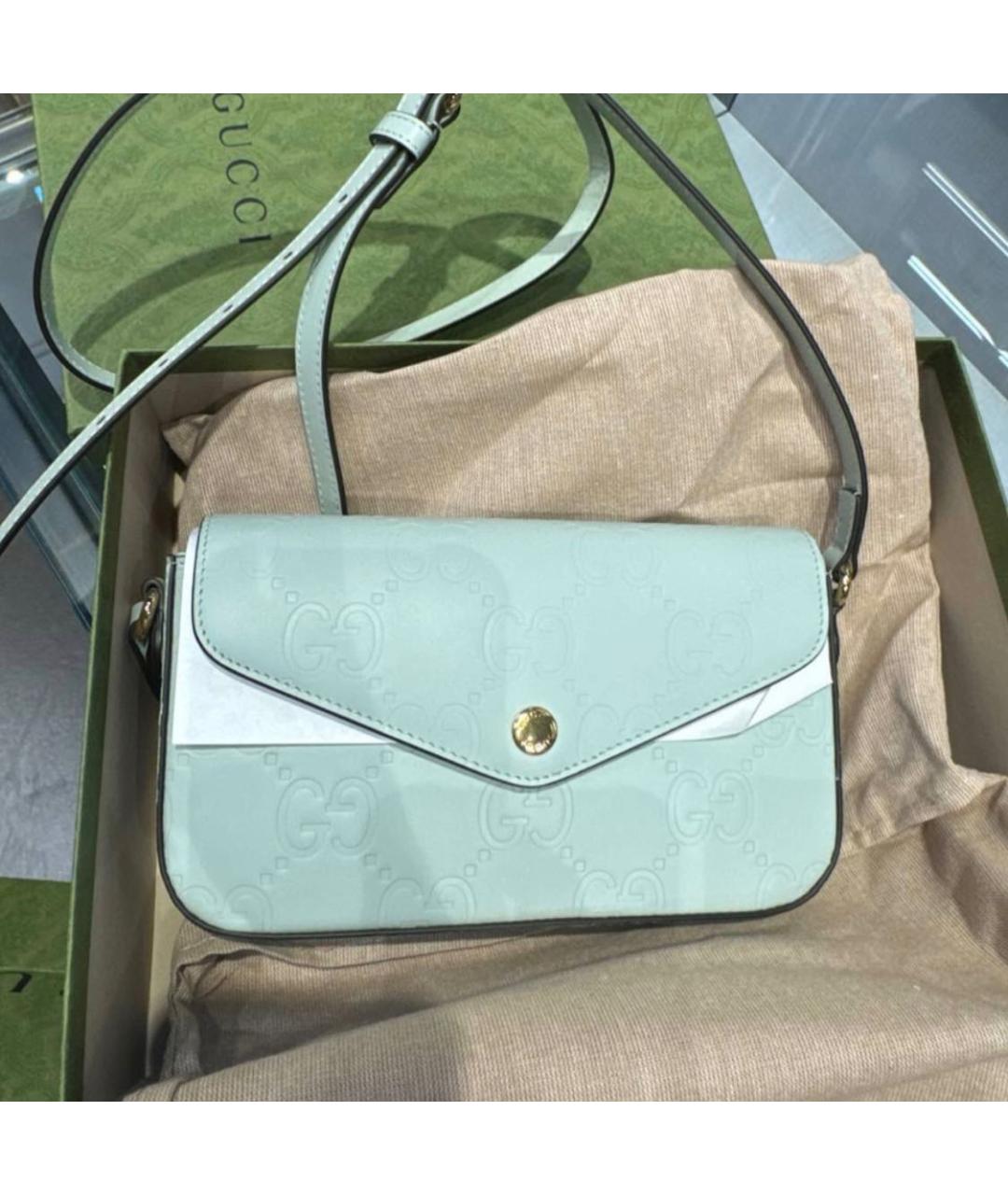 GUCCI Салатовая кожаная сумка через плечо, фото 5