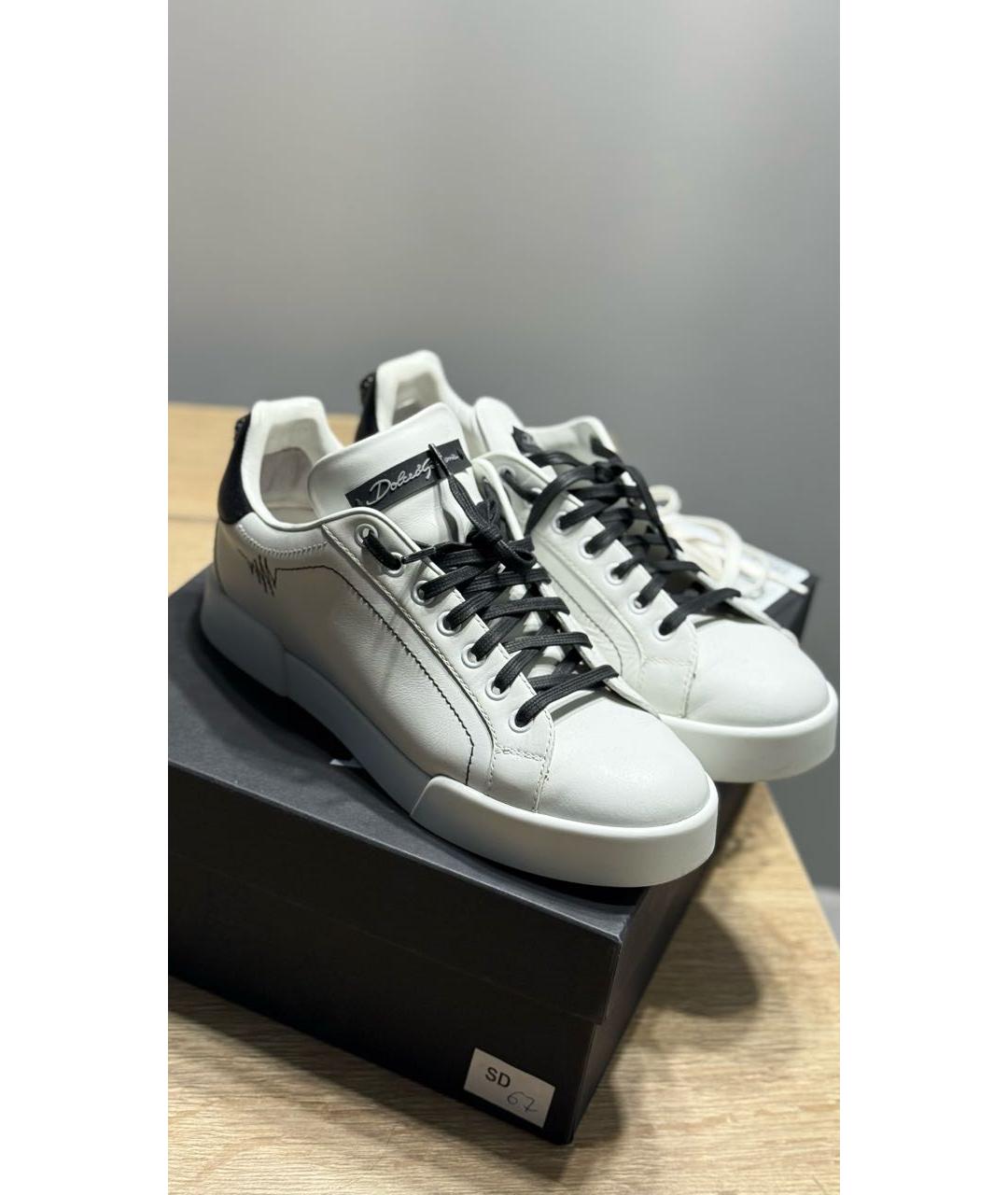 DOLCE&GABBANA Белые кожаные кеды, фото 4