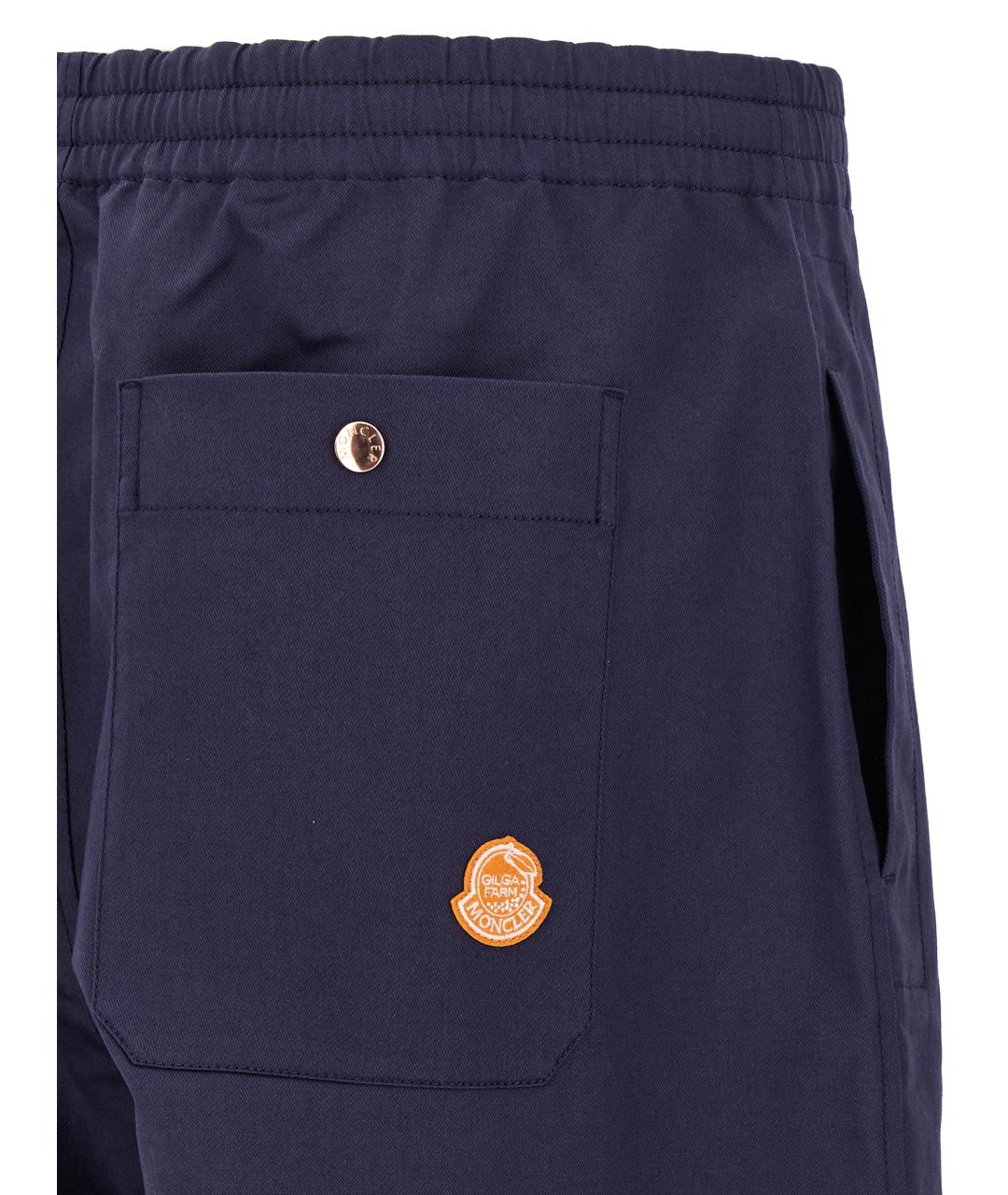 MONCLER Синие хлопковые повседневные брюки, фото 4