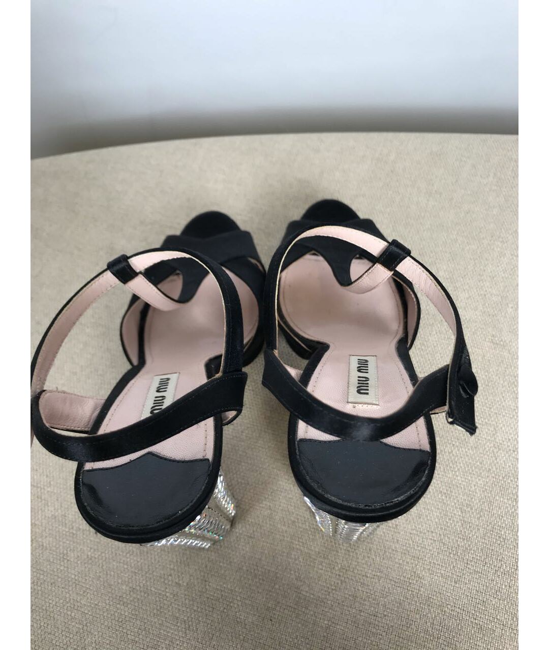 MIU MIU Черные текстильные босоножки, фото 5