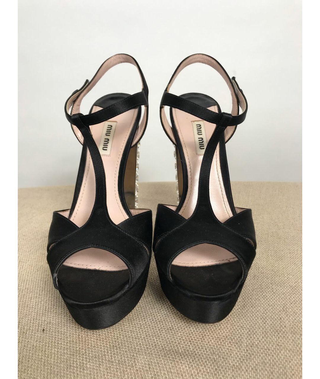 MIU MIU Черные текстильные босоножки, фото 3