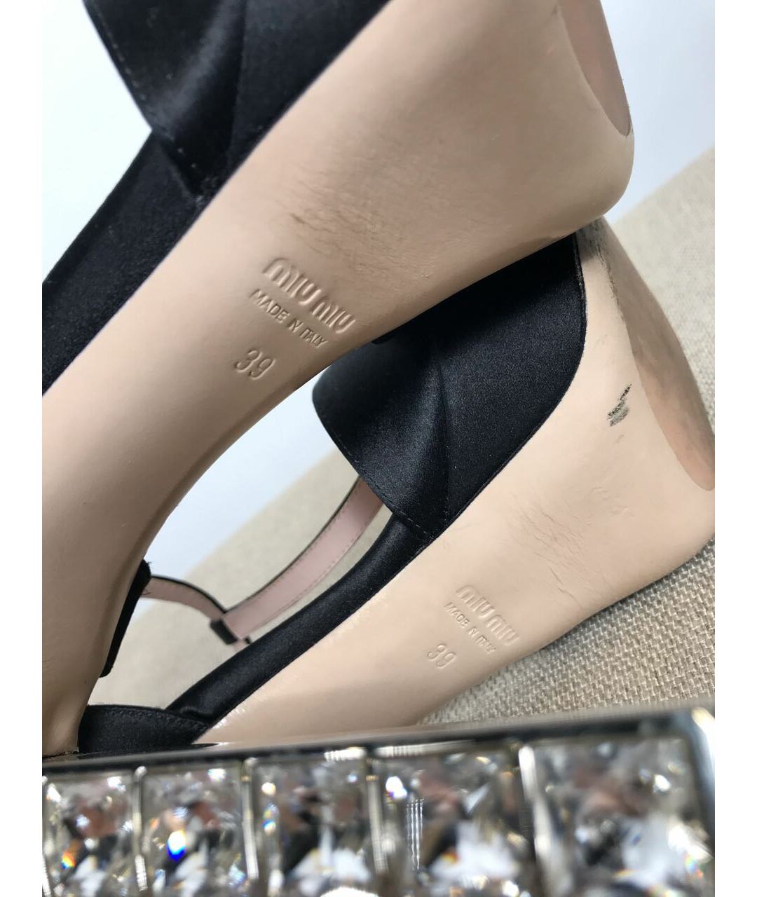 MIU MIU Черные текстильные босоножки, фото 7
