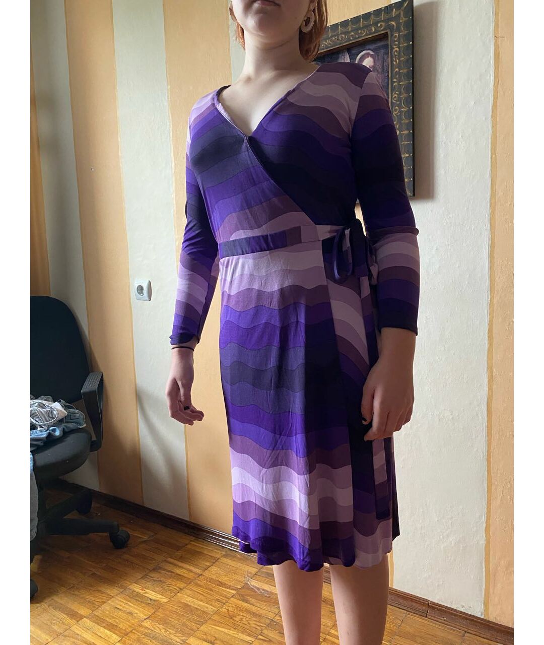GUCCI Фиолетовое шелковое повседневное платье, фото 3