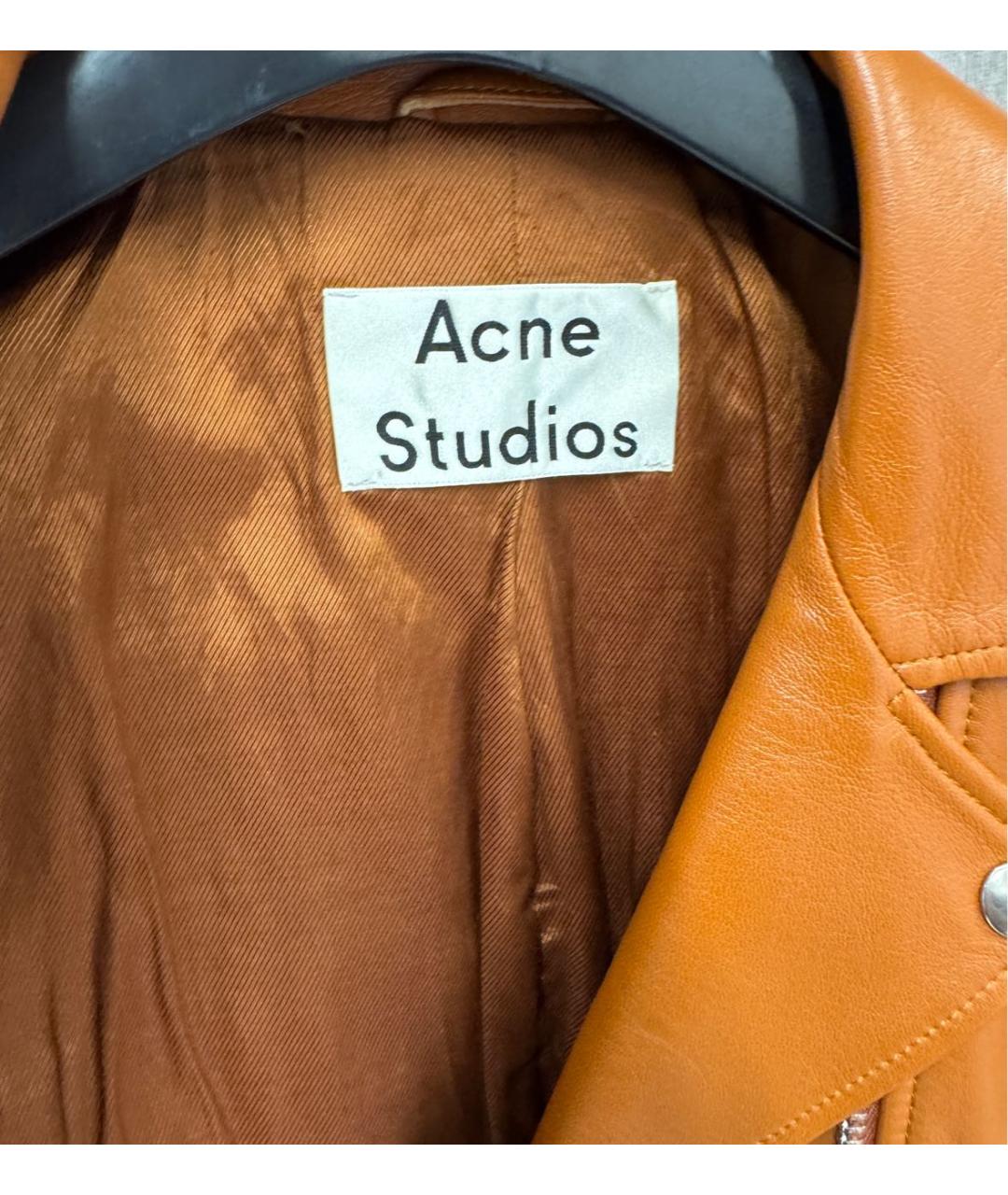 ACNE STUDIOS Оранжевая кожаная куртка, фото 3