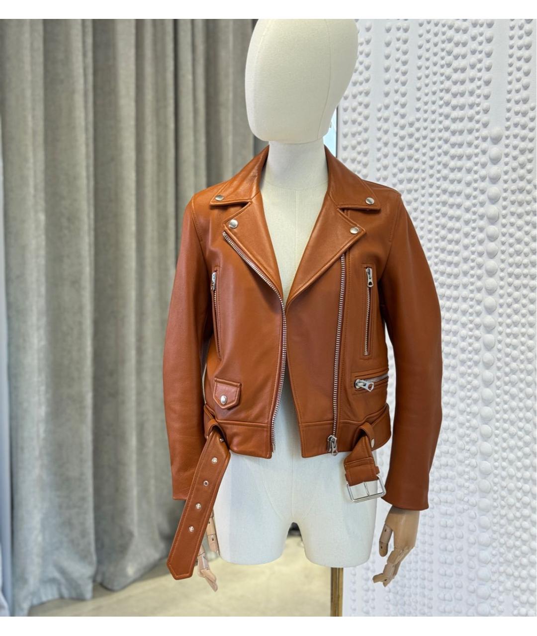 ACNE STUDIOS Оранжевая кожаная куртка, фото 6