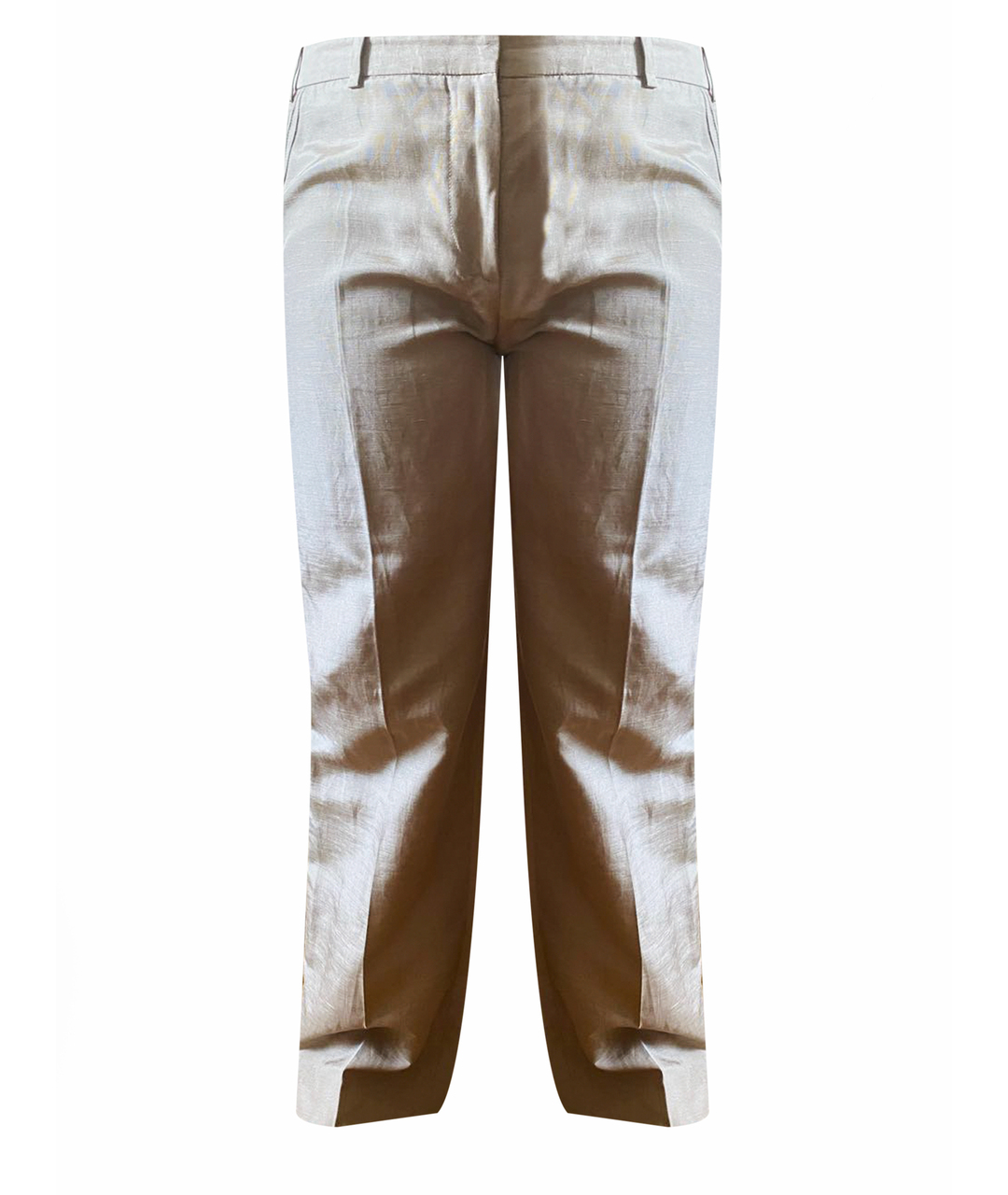 GIORGIO ARMANI Бежевые шелковые прямые брюки, фото 1