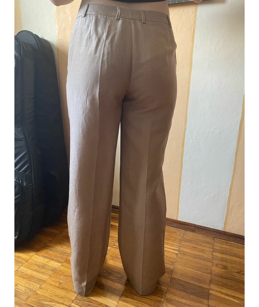 GIORGIO ARMANI Бежевые шелковые прямые брюки, фото 2