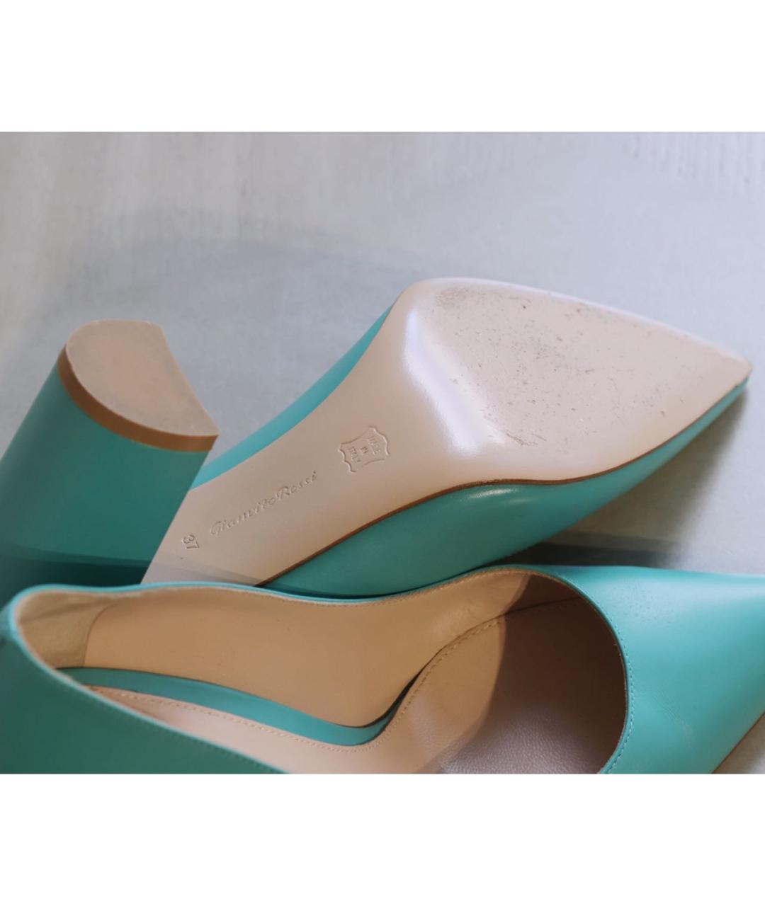 GIANVITO ROSSI Бирюзовые кожаные туфли, фото 8
