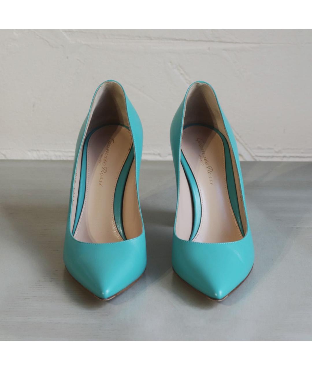 GIANVITO ROSSI Бирюзовые кожаные туфли, фото 2