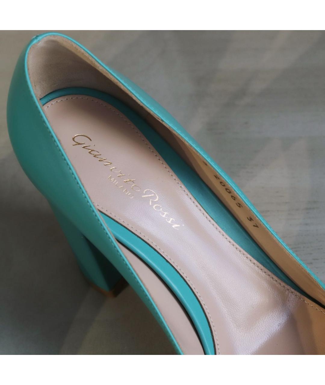 GIANVITO ROSSI Бирюзовые кожаные туфли, фото 3