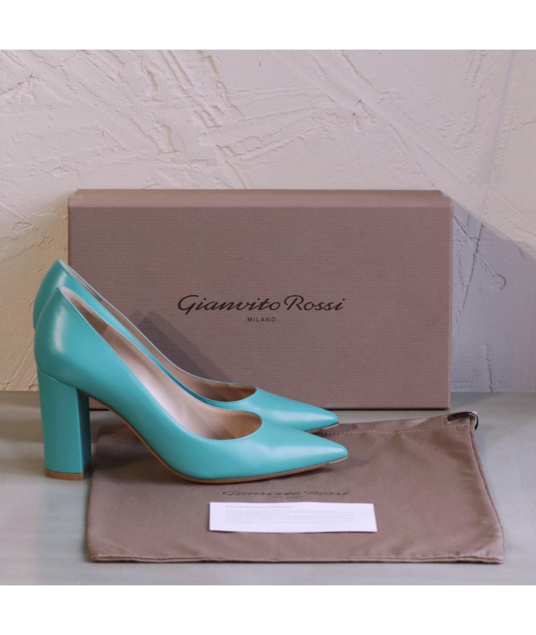 GIANVITO ROSSI Бирюзовые кожаные туфли, фото 9